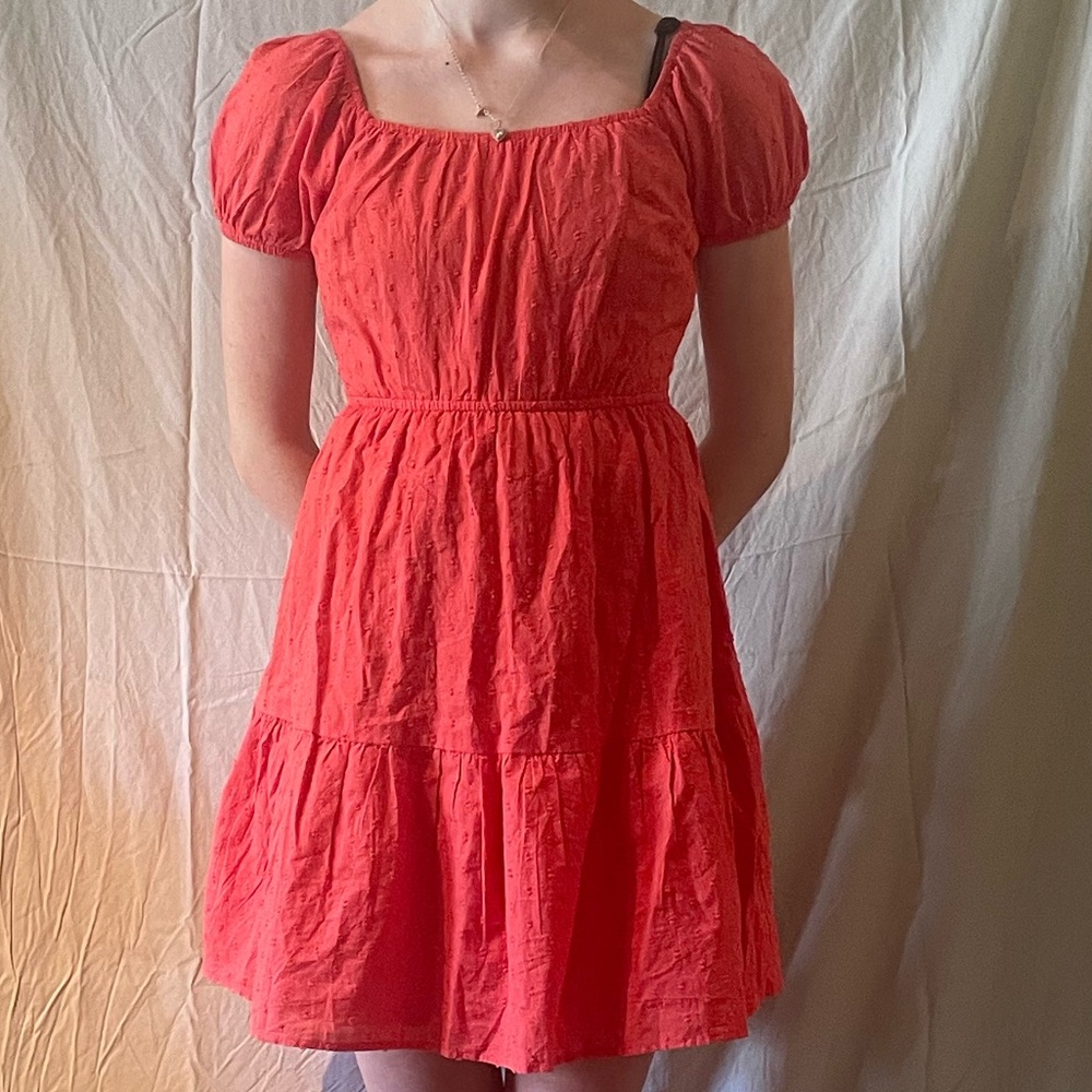 Puff sleeve tiered skirt dress